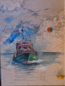 Bateau de sauvetage 30cm sur 50cm